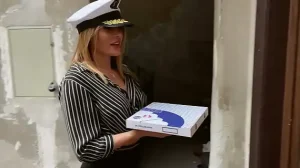 A tanned and fit MILF delivered herself to me and a pizza to boot.